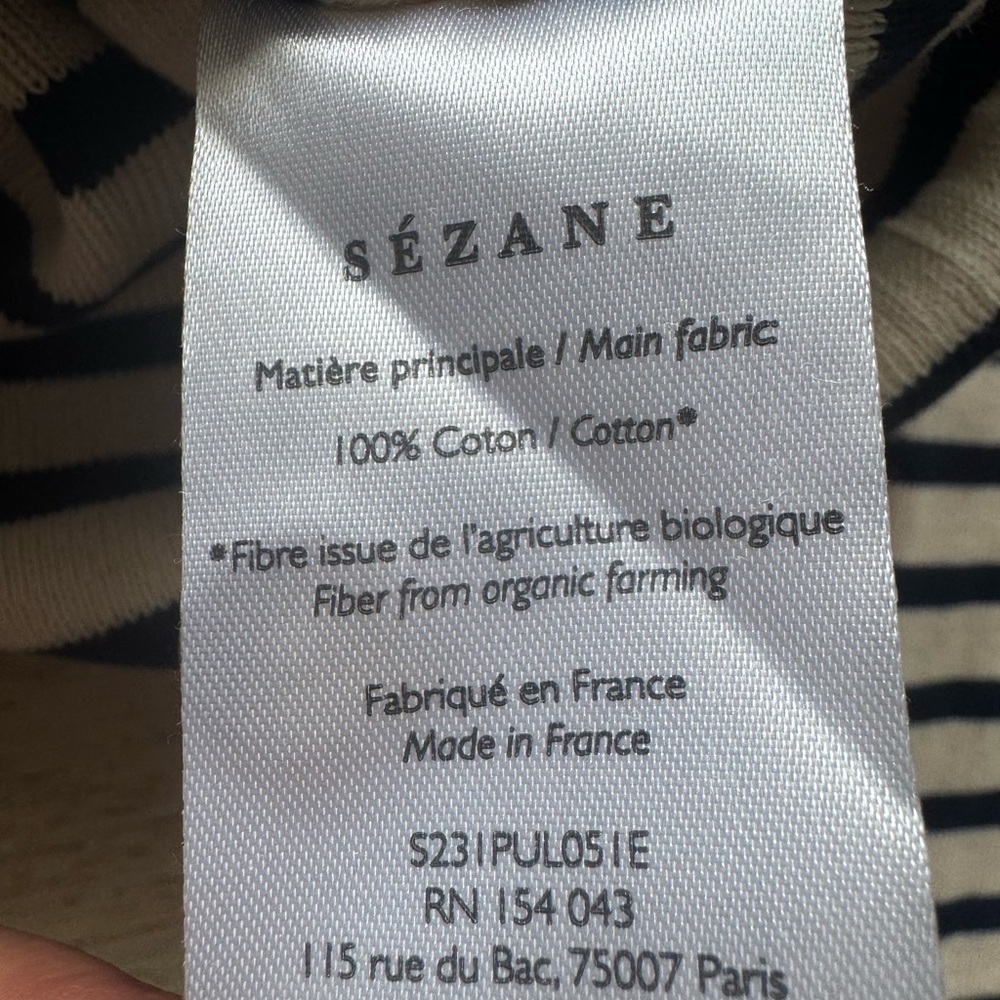 NWT Sezane Alexis sweater pullover Jumper natural/marine XS - Picture 8 of 8